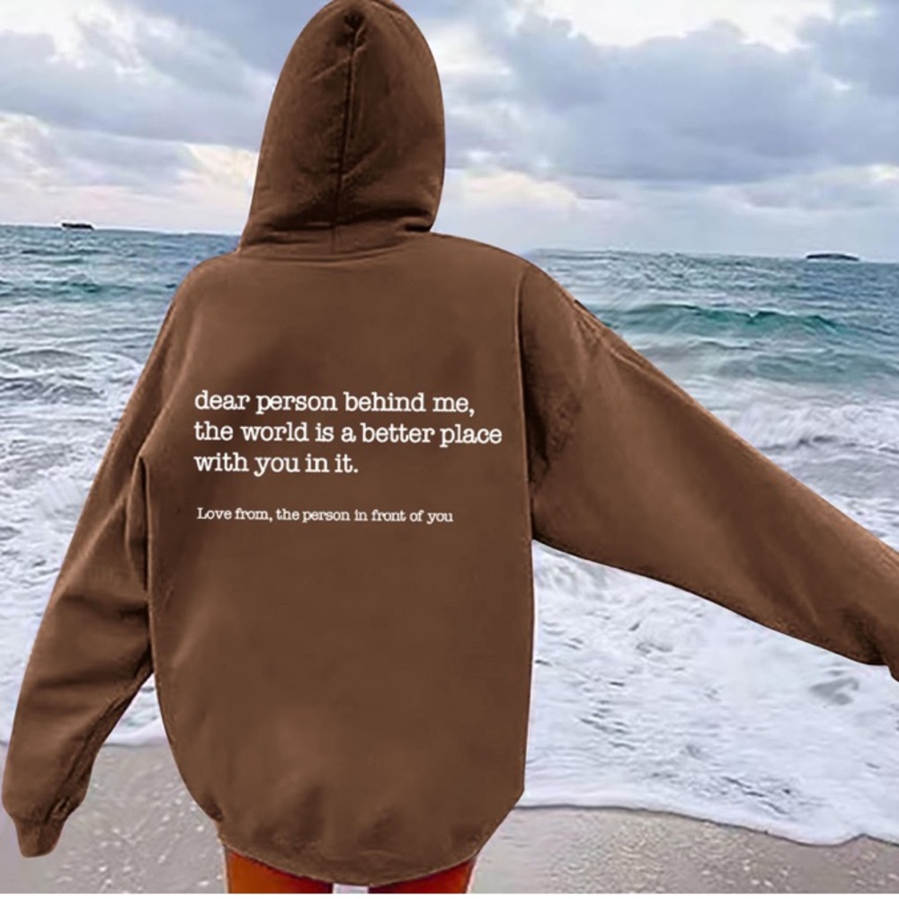 Brown Graphic Hoodie Sweatshirt - Inspiring Back Print